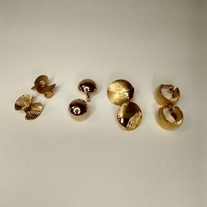 Gold clip on earrings MCM vintage 4 pairs